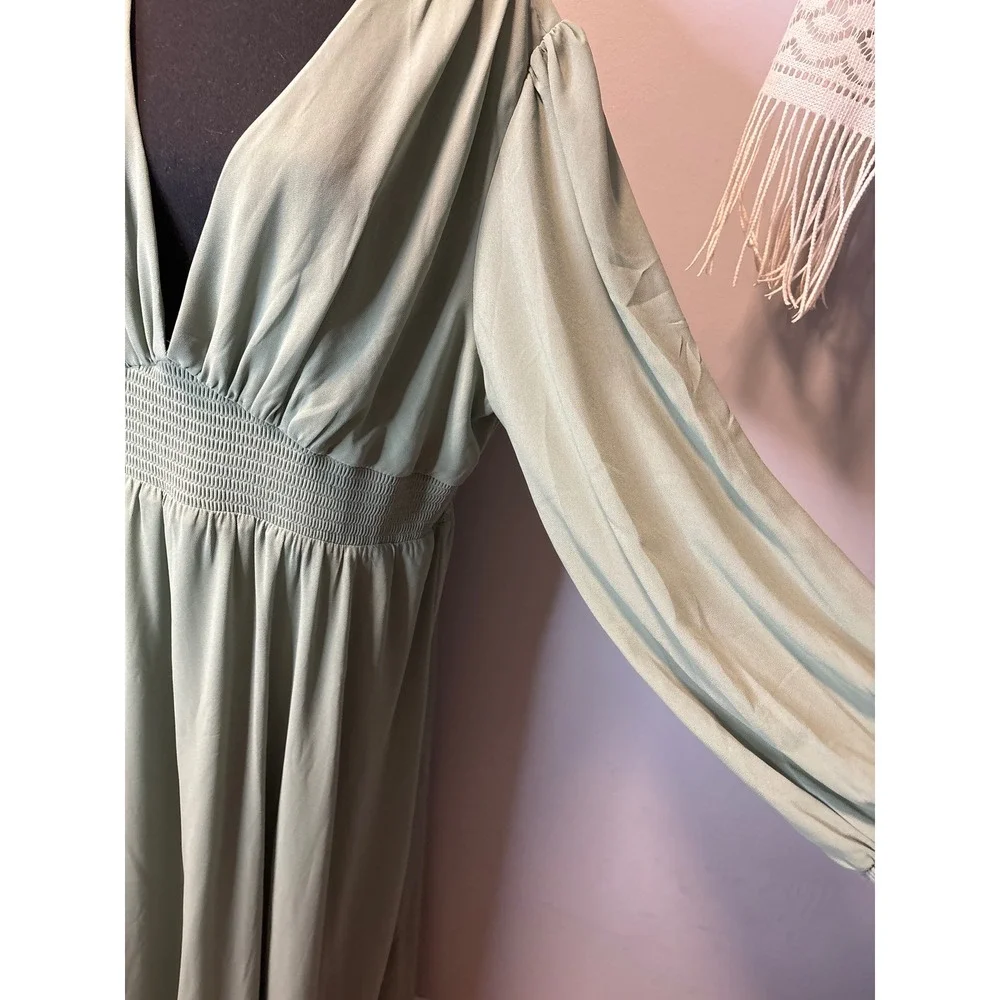 NWT Baltic Born Olivia Maxi Dress Eucalyptus Green V-Neck Smocked Waist 3XL - Picture 3 of 6